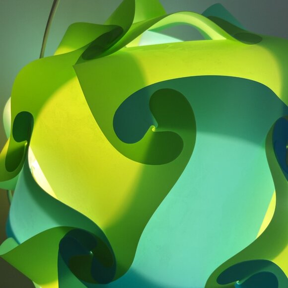 Infinity Jigsaw Puzzle Light Blue Green Pendant Swag Lamp Cord Assembled 12 in - Picture 2 of 4